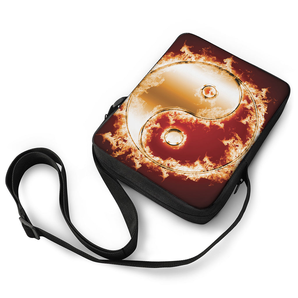Flaming Yin Yang Print Rectangular Crossbody Bag