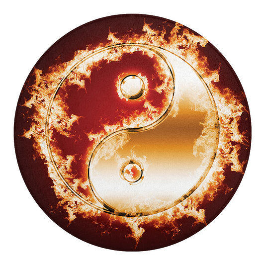 Flaming Yin Yang Print Round Blanket