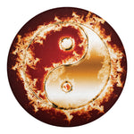 Flaming Yin Yang Print Round Blanket