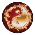 Flaming Yin Yang Print Round Floor Mat