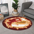 Flaming Yin Yang Print Round Rug