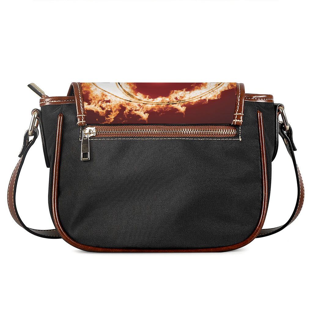 Flaming Yin Yang Print Saddle Bag