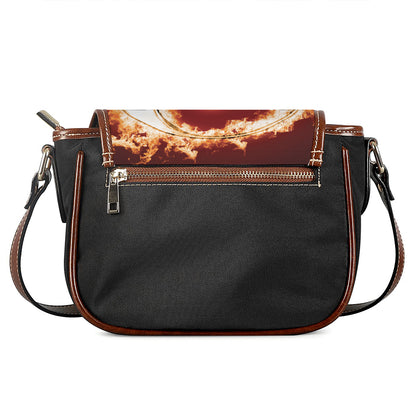 Flaming Yin Yang Print Saddle Bag