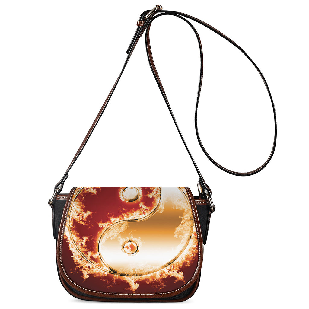 Flaming Yin Yang Print Saddle Bag