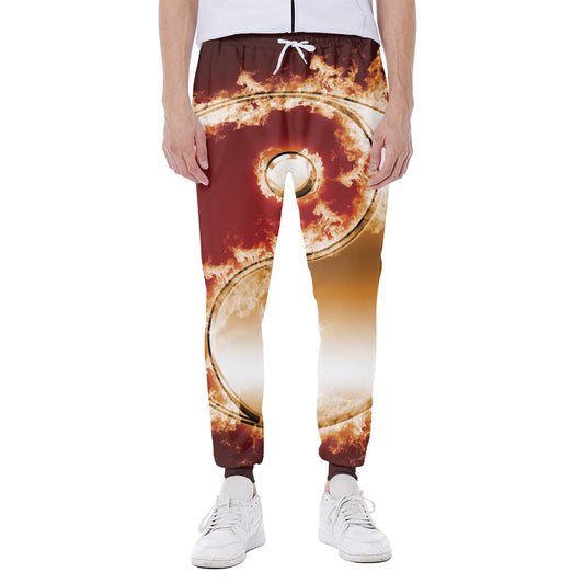 Flaming Yin Yang Print Scuba Joggers