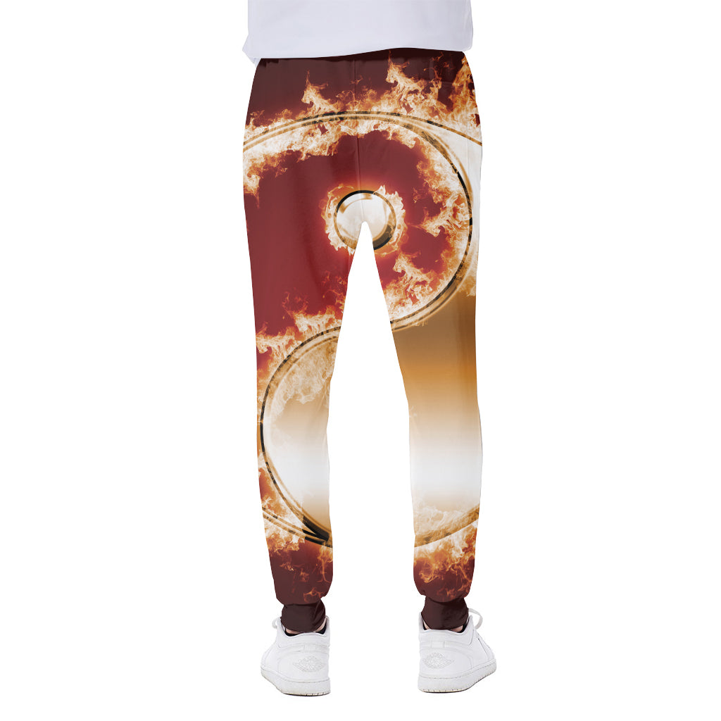 Flaming Yin Yang Print Scuba Joggers