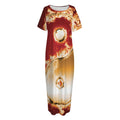 Flaming Yin Yang Print Short Sleeve Long Nightdress