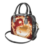 Flaming Yin Yang Print Shoulder Handbag