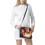 Flaming Yin Yang Print Shoulder Handbag