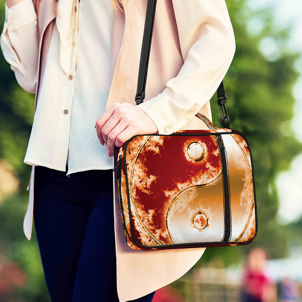 Flaming Yin Yang Print Shoulder Strap Bible Bag