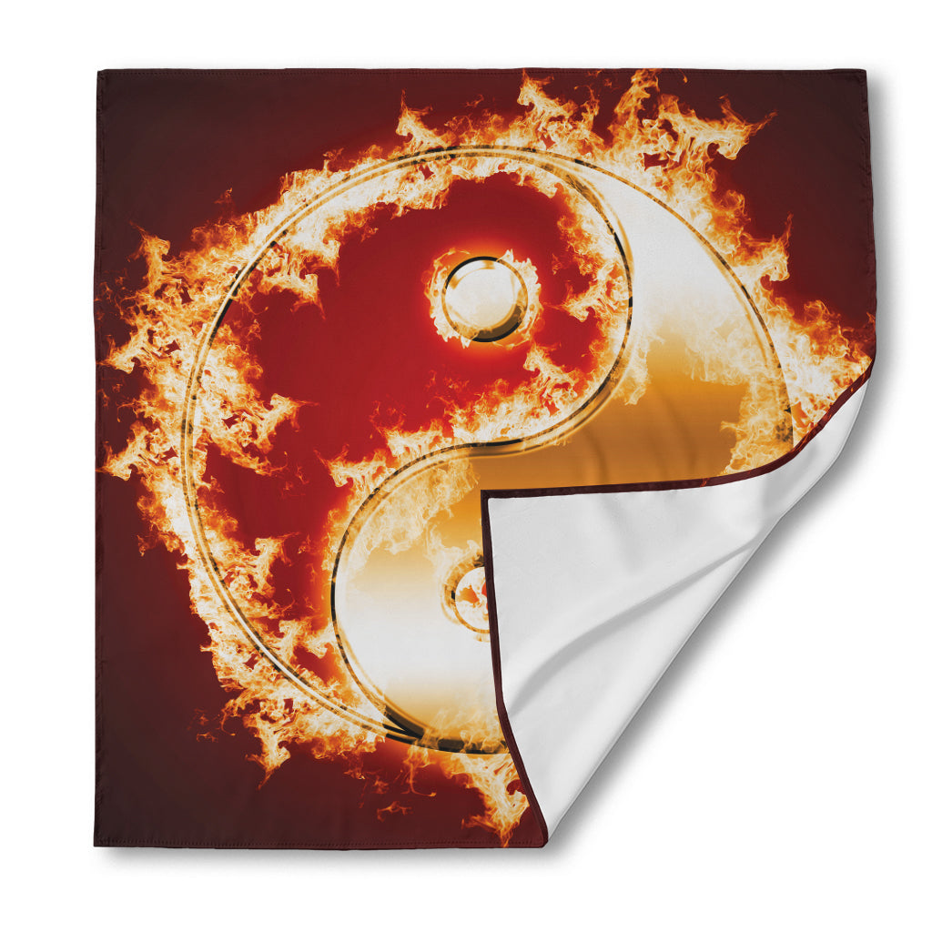 Flaming Yin Yang Print Silk Bandana