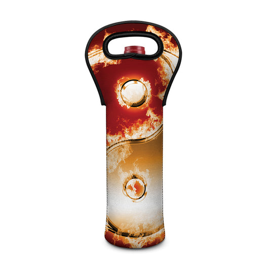 Flaming Yin Yang Print Single Neoprene Wine Tote