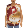 Flaming Yin Yang Print Sleeveless Baseball Jersey