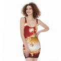 Flaming Yin Yang Print Sleeveless Bodycon Dress