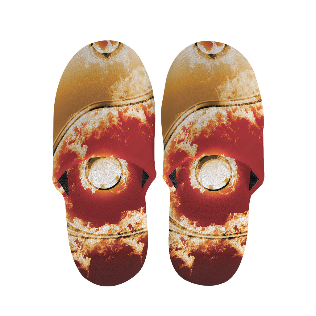 Flaming Yin Yang Print Slippers