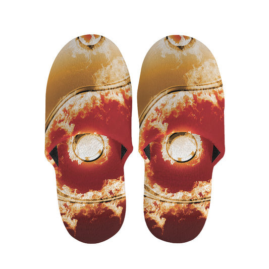 Flaming Yin Yang Print Slippers
