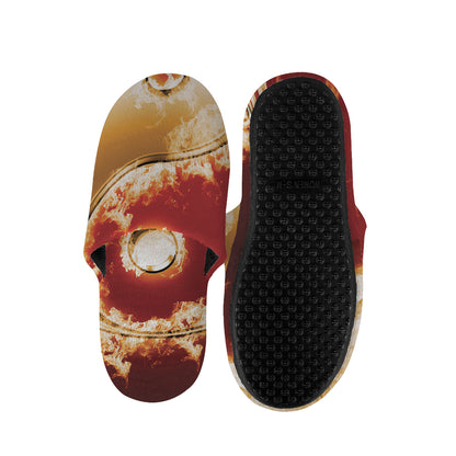 Flaming Yin Yang Print Slippers