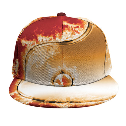 Flaming Yin Yang Print Snapback Cap