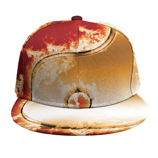 Flaming Yin Yang Print Snapback Cap