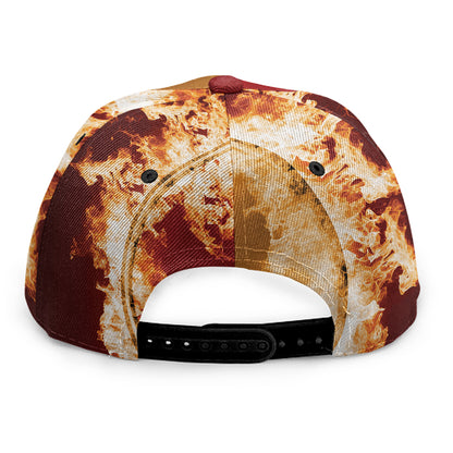 Flaming Yin Yang Print Snapback Cap