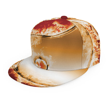 Flaming Yin Yang Print Snapback Cap
