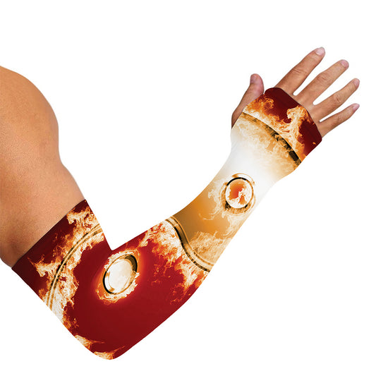 Flaming Yin Yang Print Sun Protection Arm Sleeves