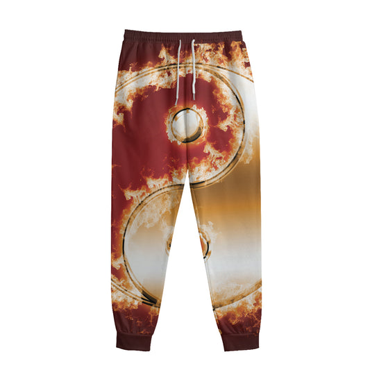 Flaming Yin Yang Print Sweatpants