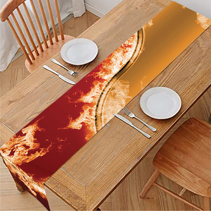 Flaming Yin Yang Print Table Runner