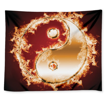 Flaming Yin Yang Print Tapestry