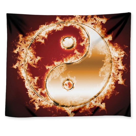Flaming Yin Yang Print Tapestry