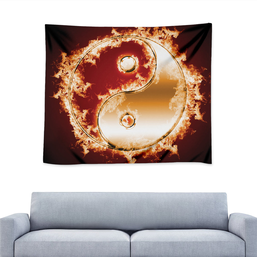 Flaming Yin Yang Print Tapestry