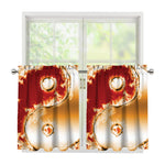 Flaming Yin Yang Print Tier Curtains