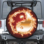 Flaming Yin Yang Print Tire Cover