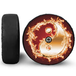 Flaming Yin Yang Print Tire Cover With Camera Hole