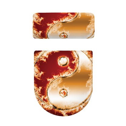Flaming Yin Yang Print Toilet Lid And Tank Cover Set