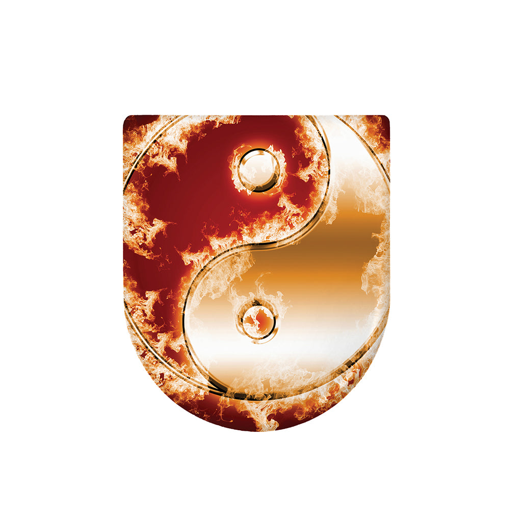 Flaming Yin Yang Print Toilet Lid Cover