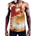 Flaming Yin Yang Print Men's Workout Tank Top