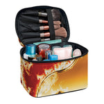 Flaming Yin Yang Print Travel Makeup Bag