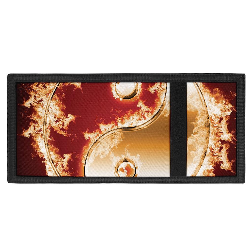 Flaming Yin Yang Print Trifold Wallet