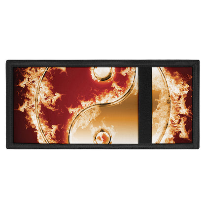 Flaming Yin Yang Print Trifold Wallet