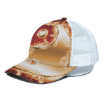 Flaming Yin Yang Print White Mesh Trucker Cap