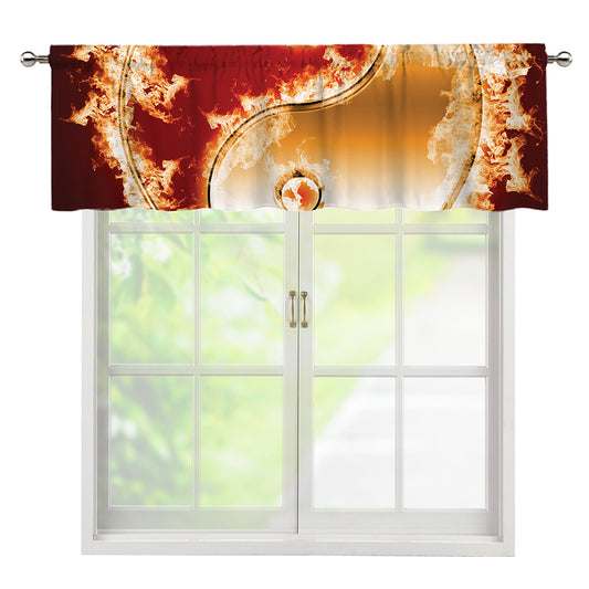 Flaming Yin Yang Print Window Valance