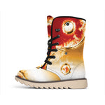 Flaming Yin Yang Print Winter Boots