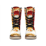 Flaming Yin Yang Print Winter Boots