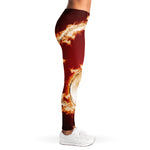 Flaming Yin Yang Print Women's Leggings