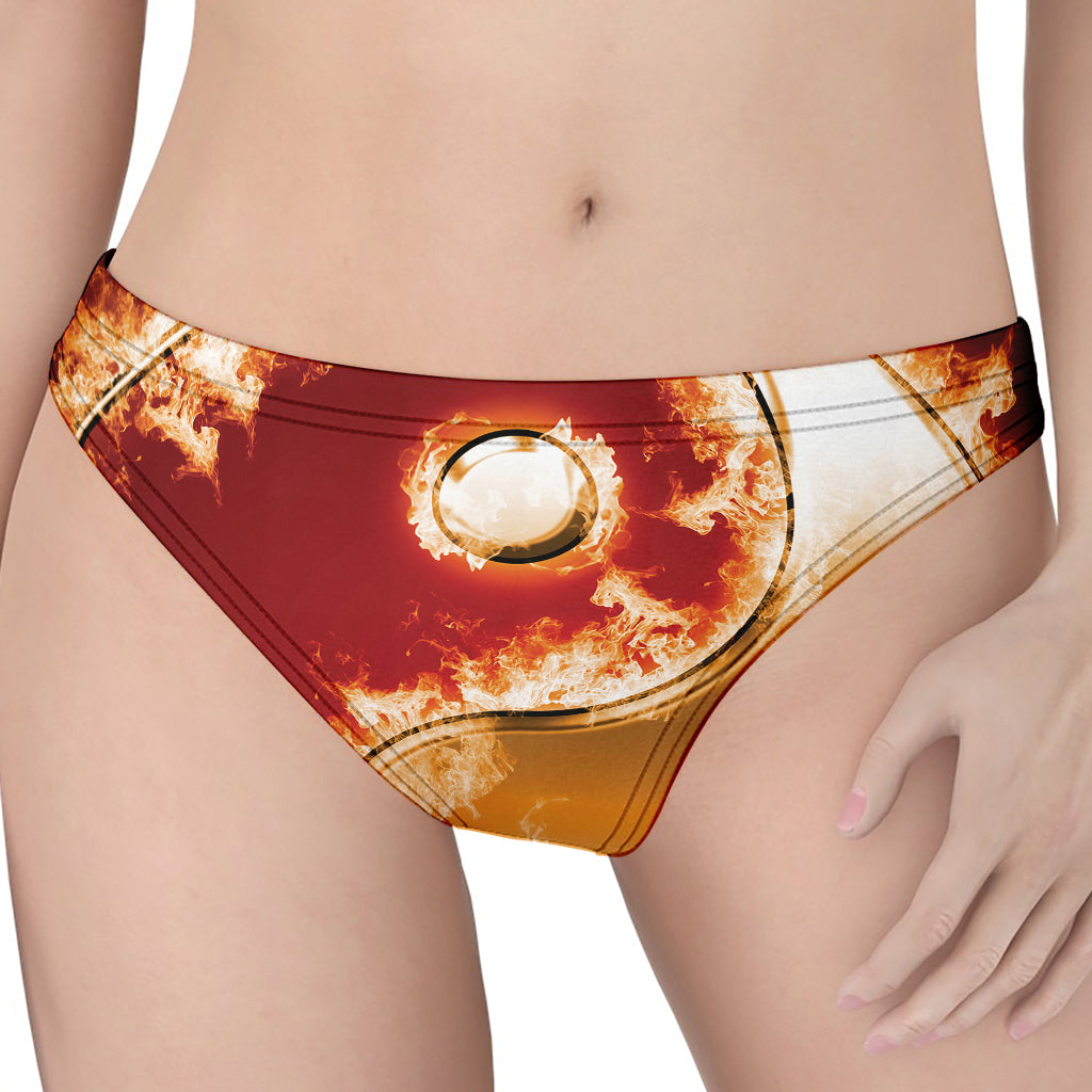 Flaming Yin Yang Print Women's Thong
