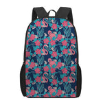 Flamingo And Hawaiian Floral Print 17 Inch Backpack