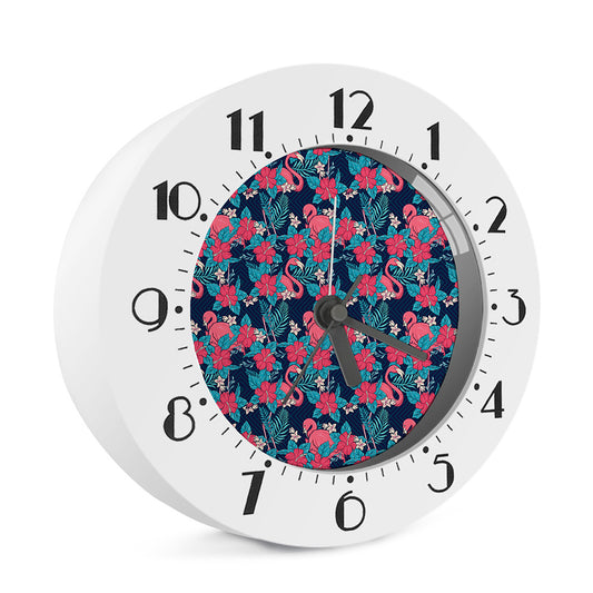 Flamingo And Hawaiian Floral Print Alarm Clock