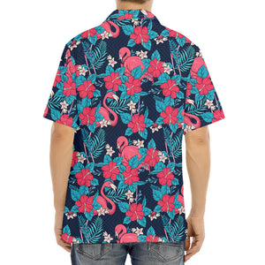 Flamingo And Hawaiian Floral Print Aloha Shirt