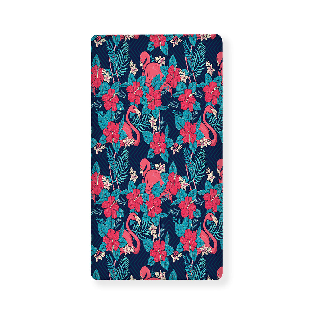 Flamingo And Hawaiian Floral Print Baby Crib Sheet